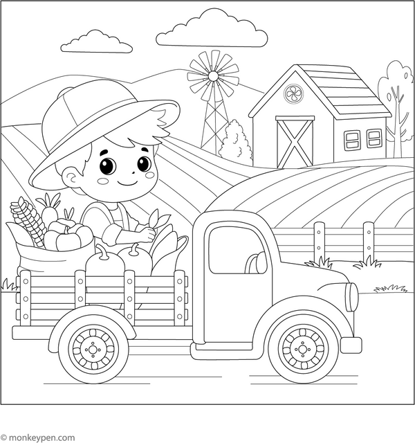 Country Farm Coloring Page