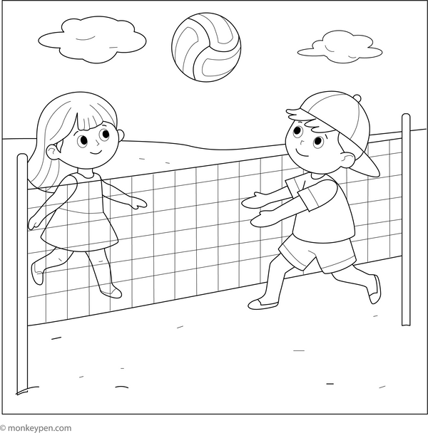Beach Volleyball Coloring Page