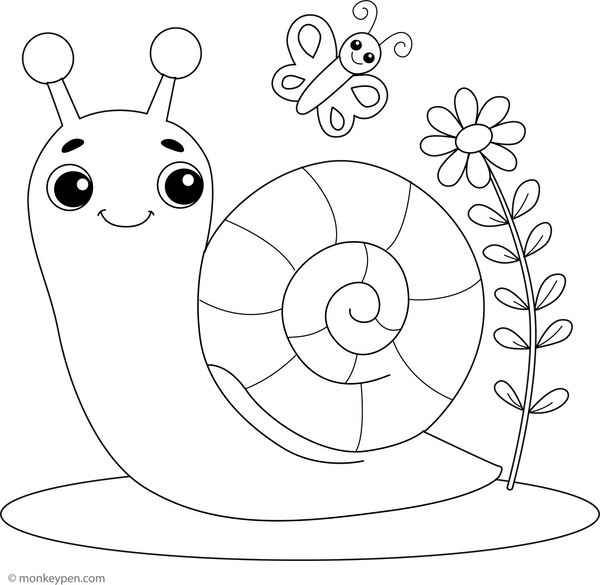 Simple Snail Coloring Page