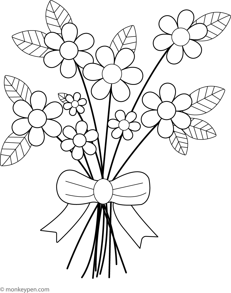 Flower Bouquet Coloring Page – Fun Printable Sheet for Kids