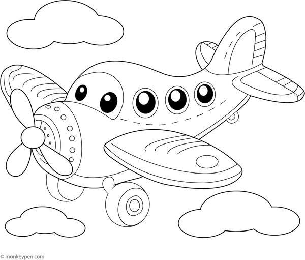 Cartoon Airplane Coloring Page