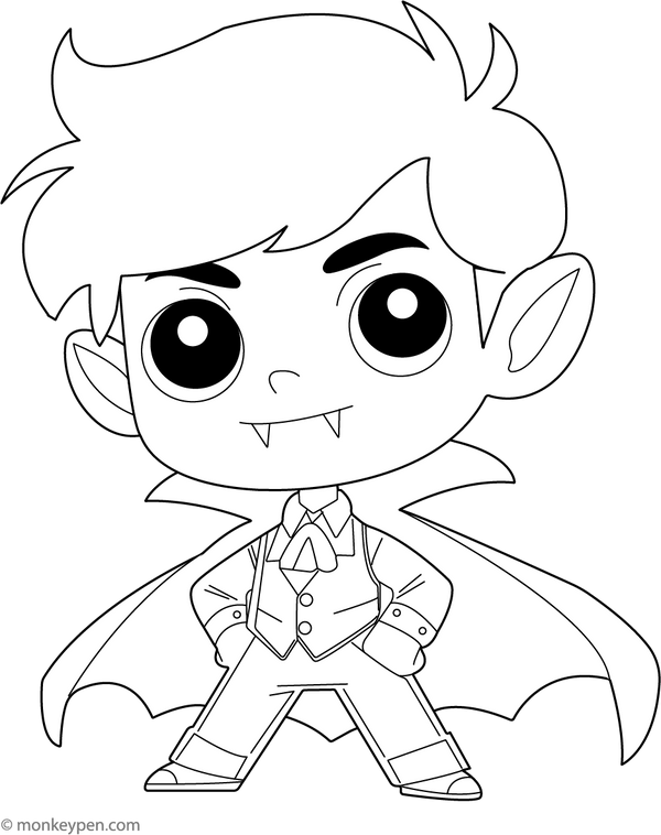 Cartoon Vampire Boy Image Coloring Page – transportation-themed printable for kids