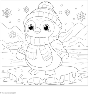Winter Penguin Coloring Page – fun and educational printable for children