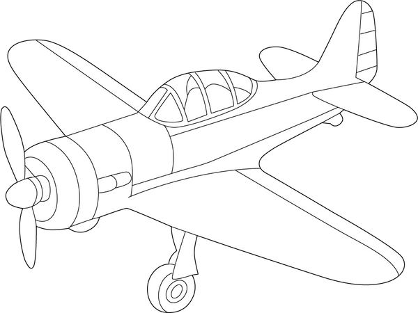 Fighter Plane coloring page – transportation-themed printable for kids