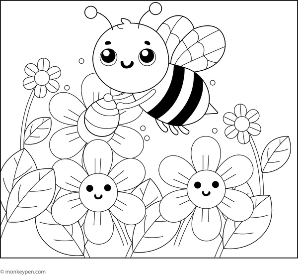 Bussing Bee Coloring Page – fun and educational printable for children