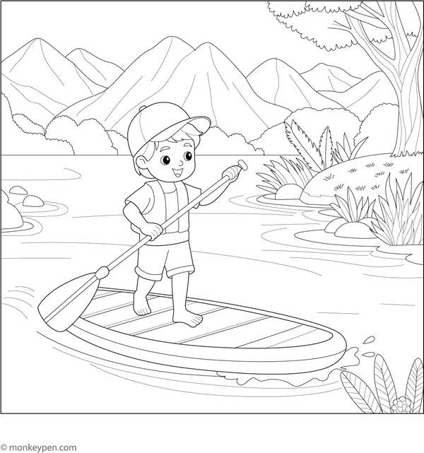 Paddle Board Coloring Page