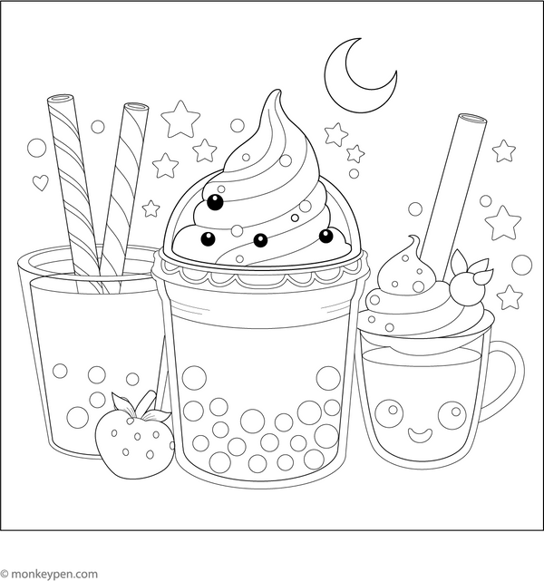 Boba Tea Coloring Page