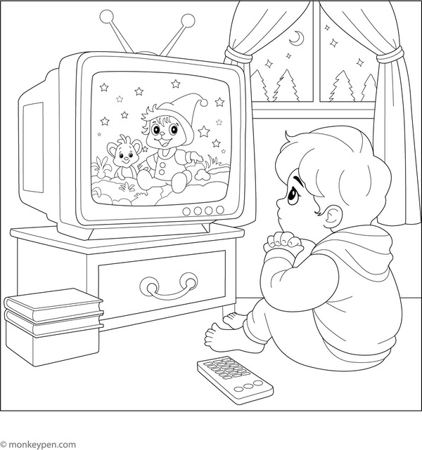 Child Watching Tv Coloring Page – fun and educational printable for children