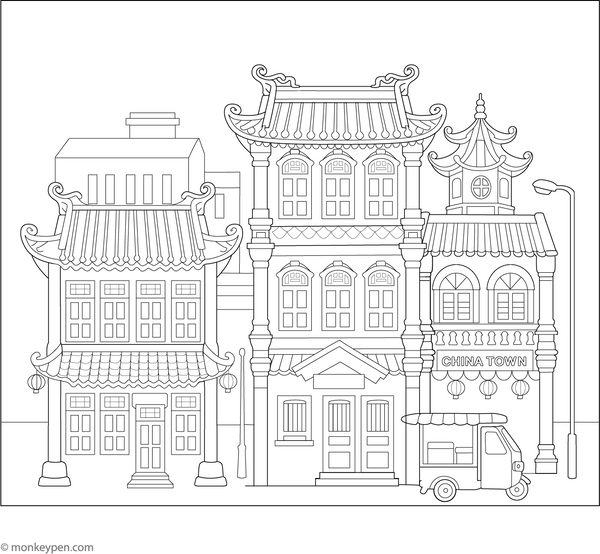 Chinese Coloring Book -Downloadable PDF