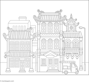 Chinatown Coloring Page – fun and educational printable for children