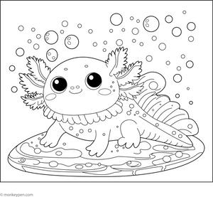 Cartoon Axolotl Coloring Page – transportation-themed printable for kids