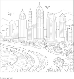 Durban Golden Mile Beach Coloring Page