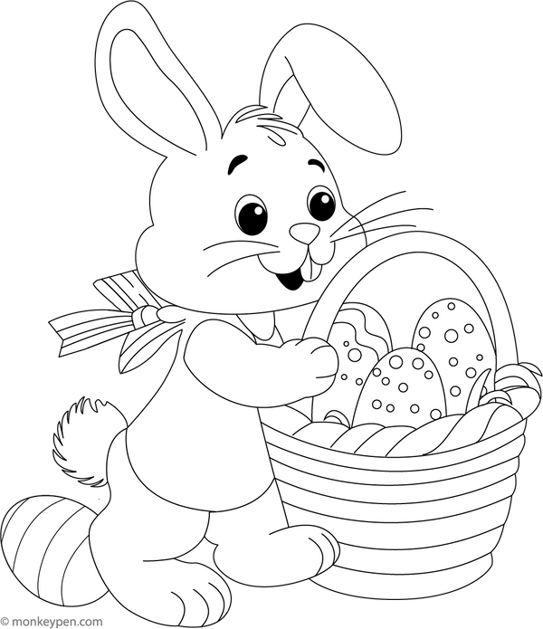 Rabbit and Easter Eggs Coloring Page – fun and educational printable for children
