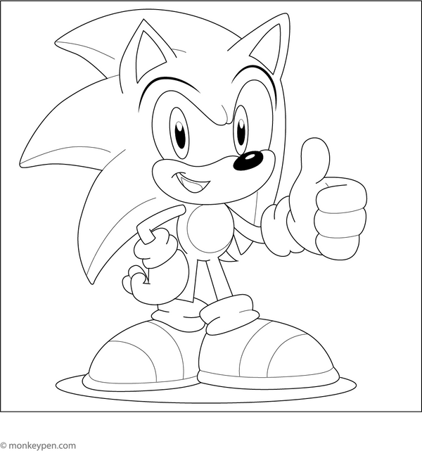 Smiling Sonic Coloring Page – fun and educational printable for children