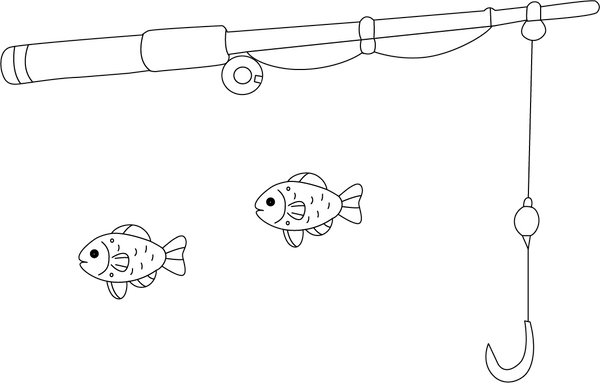 Fishing Pole coloring page – printable aquatic animal art for kids
