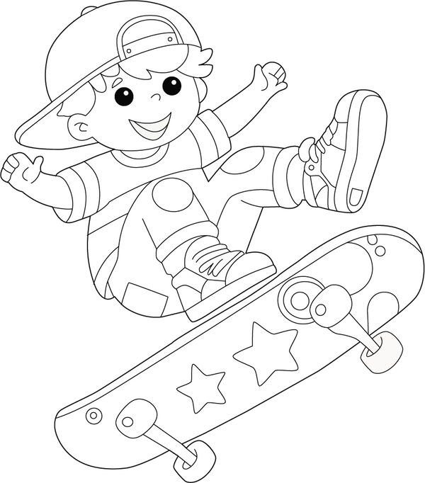 Skate Board coloring page – fun and educational printable for children