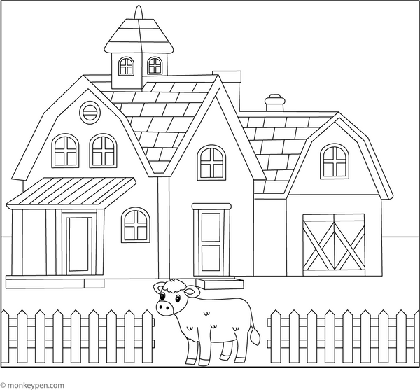Farm House Coloring Page – fun and educational printable for children