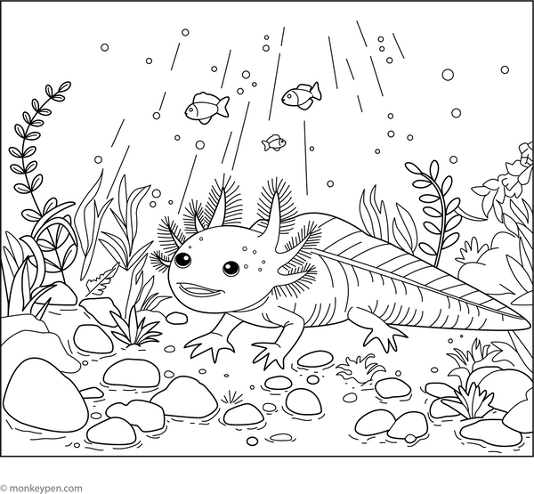 Free Printable Axolotls Coloring Book