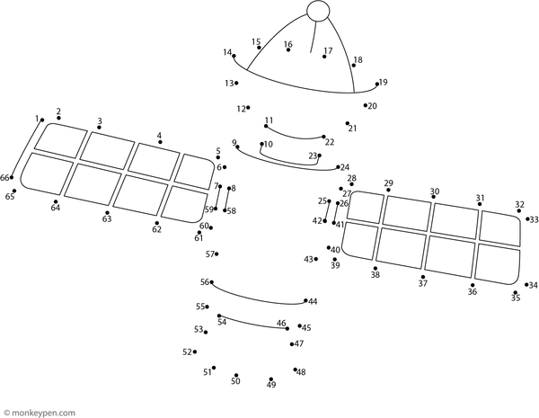 Worksheet of a cartoon satellite with solar panels for children to connect dots and color.