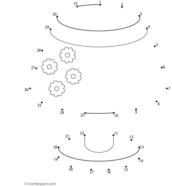 Worksheet of a cartoon table lamp for children to connect dots and color.