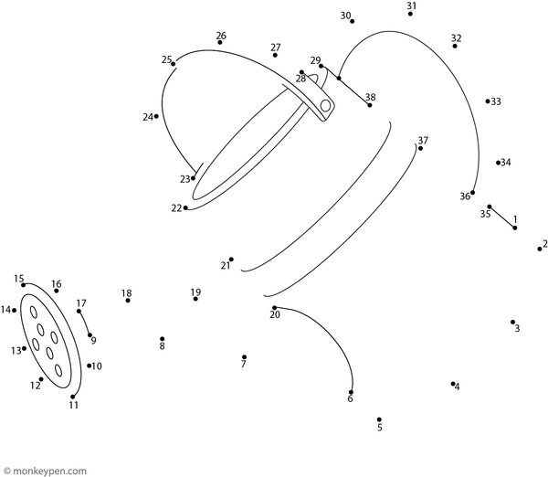Worksheet of a cartoon watering can for children to connect dots and color.