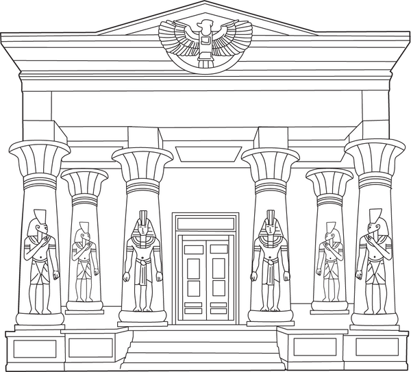 Egyptian Temple coloring page – religious building illustration for kids