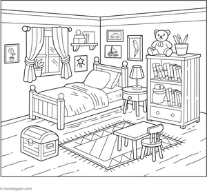 Kids Room Coloring Page – fun and educational printable for children