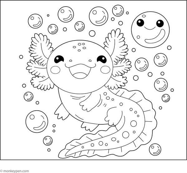 Free Printable Axolotls Coloring Book