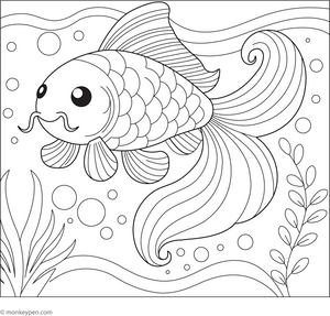 Carb Fish Coloring Page – printable aquatic animal art for kids