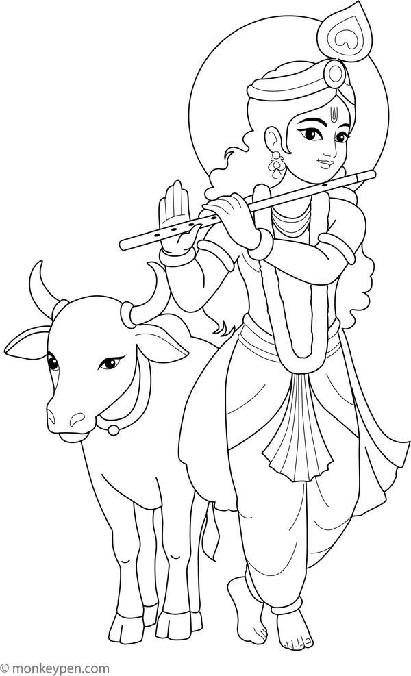 Free Lord Krishna Coloring Book PDF