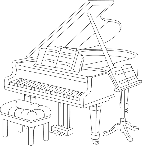 Piano coloring page – fun and educational printable for children