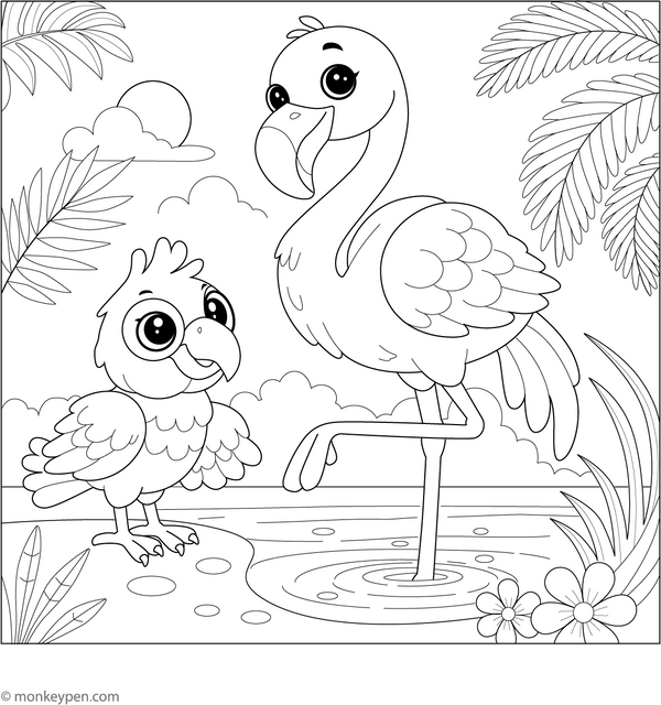 Printable Flamingo Coloring Book