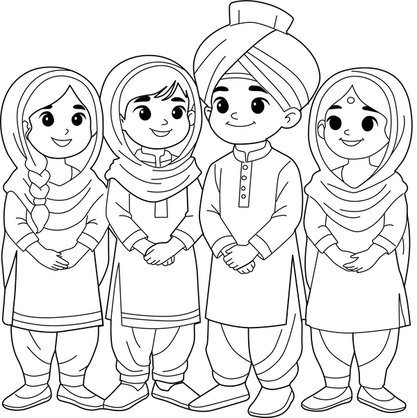Sikh Children Coloring Page – fun and educational printable for children