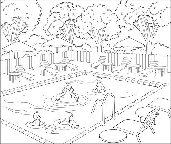 Swimming Pool coloring page – fun and educational printable for children