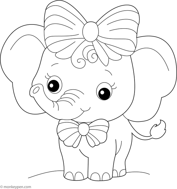 Downloadable Elephant Coloring Book