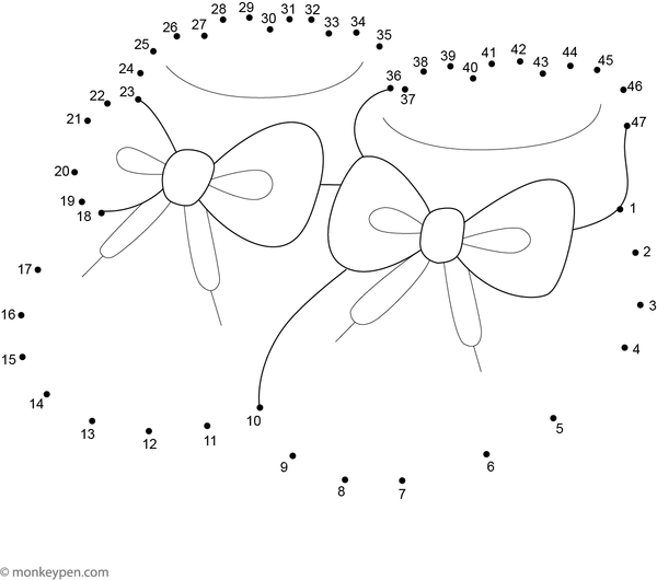 Dot-to-dot worksheet illustrating a pair of cartoon baby booties for children to connect and colour.