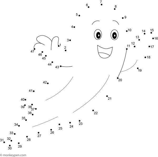 Dot-to-dot worksheet of a friendly cartoon ghost for children to connect and colour.