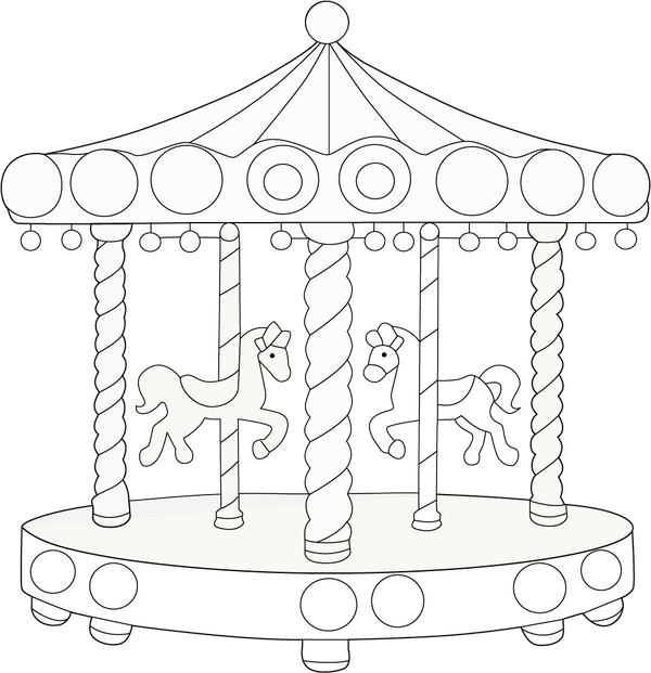 Carousel Pole coloring page – transportation-themed printable for kids
