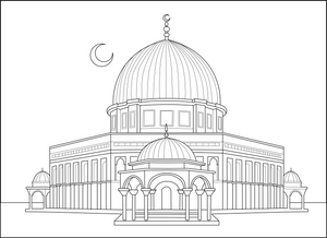 Al Aqsa Mosque coloring page – religious building illustration for kids