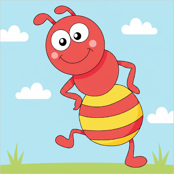 Easy ant drawing for kids step by step, simple ant sketch tutorial, cute insect drawing for beginners