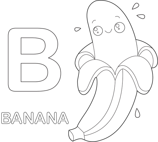 B for Banana coloring page – fun and educational printable for children