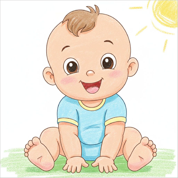 How to draw a baby easily for kids using basic shapes and structured drawing steps.