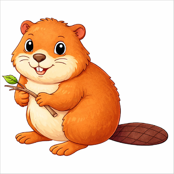 How to draw a beaver step by step for kids, easy cute beaver drawing tutorial, simple animal sketch guide for beginners
