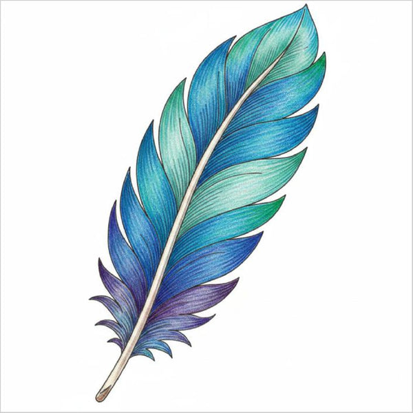 Cartoon-style feather drawing for children