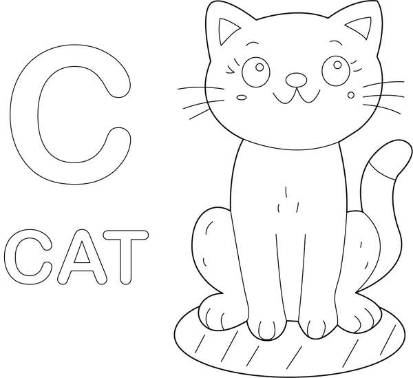 C for Cat coloring page – fun and educational printable for children