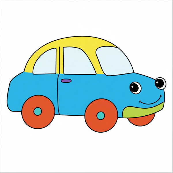 How to draw a car step by step for kids and beginners, easy simple car drawing tutorial, basic vehicle sketch guide