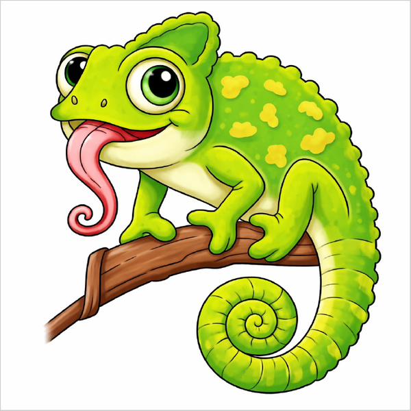 How to draw a chameleon step by step for kids, easy cute chameleon drawing tutorial, simple lizard sketch guide for beginners