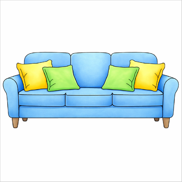 How to draw a couch step by step for kids, easy simple sofa drawing tutorial, beginner furniture sketch guide