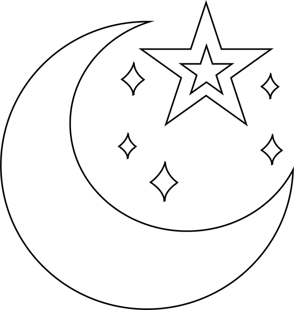 Crescent And Star coloring page – fun and educational printable for children