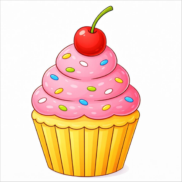 How to draw a cupcake step by step for kids, easy cute cupcake drawing tutorial, simple dessert sketch guide for beginners
